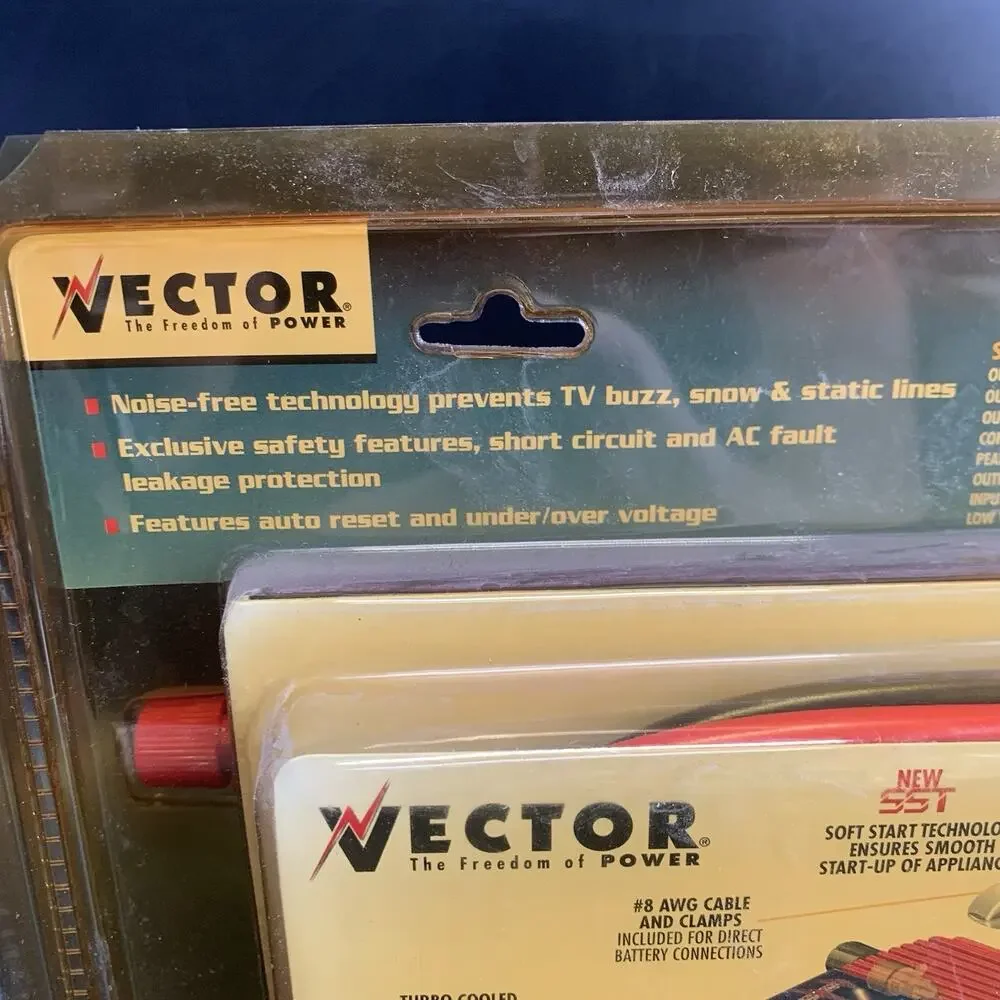 Vector Maxx SST VEC043 750 Watt DC to AC Power Inverter Battery Clips 1500 Watt
